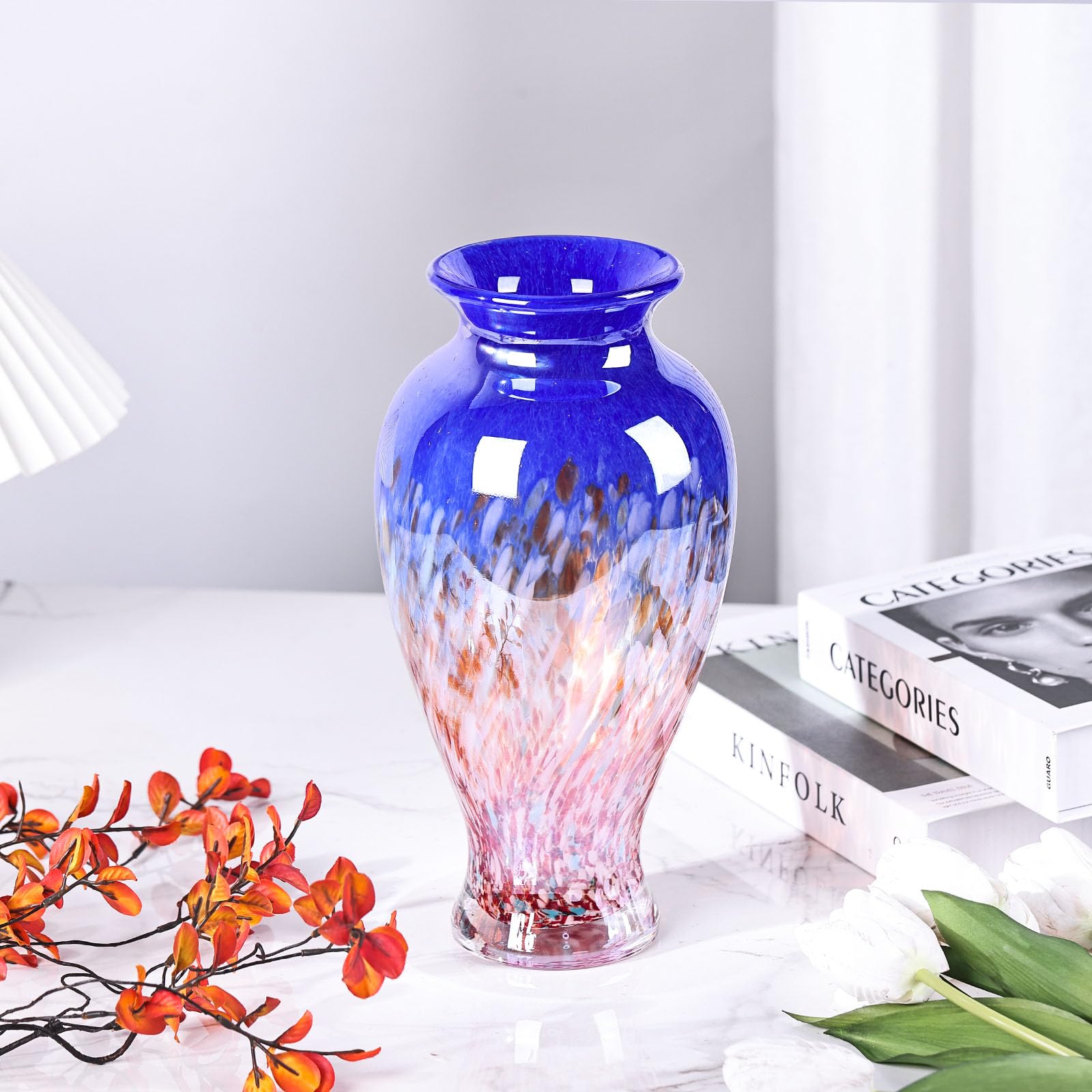 ムラノガラス？の花瓶 Amazon.co.jp: ムラノガラス花瓶 - 大きなブルーガラス - 高さ11.8